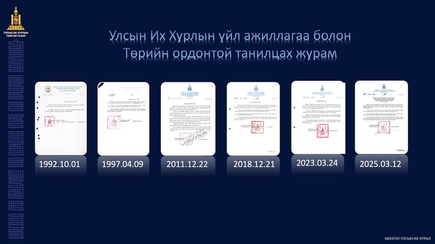 Монгол Улсын Их Хурлын үйл ажиллагаа болон Төрийн ордонтой иргэд, зочид, төлөөлөгчдийг танилцуулах журам шинэчлэгдлээ