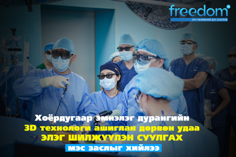 Хоёрдугаар эмнэлэг дурангийн 3D технологи ашиглан дөрвөн удаа ЭЛЭГ ШИЛЖҮҮЛЭН СУУЛГАХ мэс заслыг хийлээ